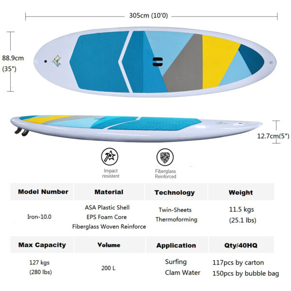 10'0 ASA ThermoFormed All Round SUPスタンドアップパドルボードIron